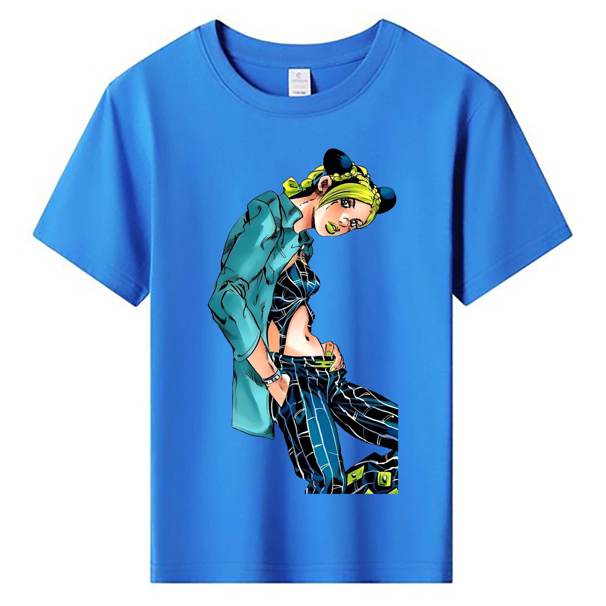 （画像用） "ジョジョの奇妙な冒険 くうじょう ジョリーン JoJo's Bizarre Adventure Jolyne Cujoh " 綿100％キッズTシャツ（フロントプリント）